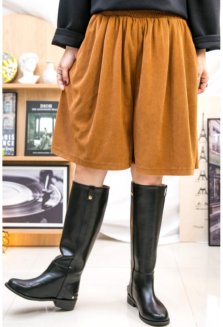 2315-1227A-設計感- 橡根腰 ‧ 燈芯絨料 裙褲 (韓國) -